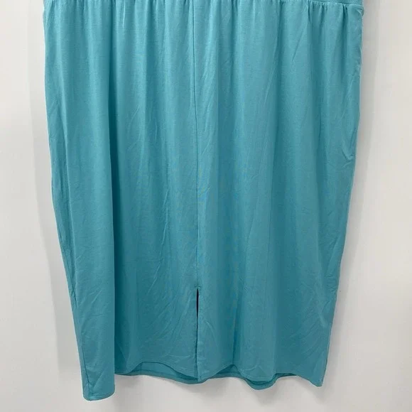 Athleta Santorini Cinch Dress Womens 3X Aqua Blue Modal Blend Sleeveless Midi - Picture 4 of 10